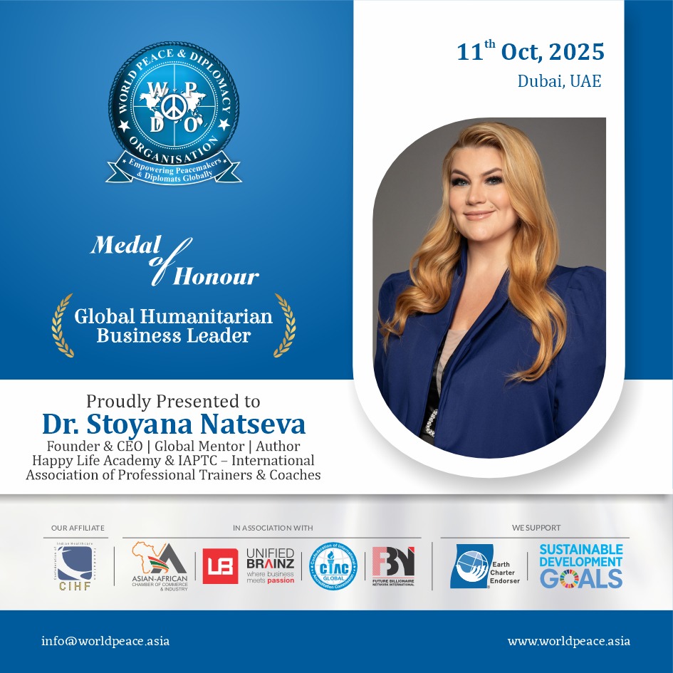 ГЛОБАЛНО ПРИЗНАНИЕ НА Д-Р НАЦЕВА В ДУБАЙ – МЕДАЛ НА ЧЕСТТА