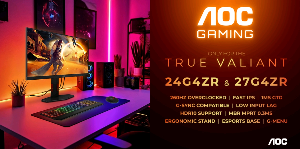 Базовите модели стават по-бързи: AGON by AOC добавя честота на опресняване от 260 Hz към серията G4